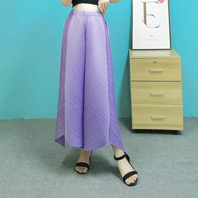 Горячая Распродажа модные плиссированные однотонные брюки miyake с широкими
