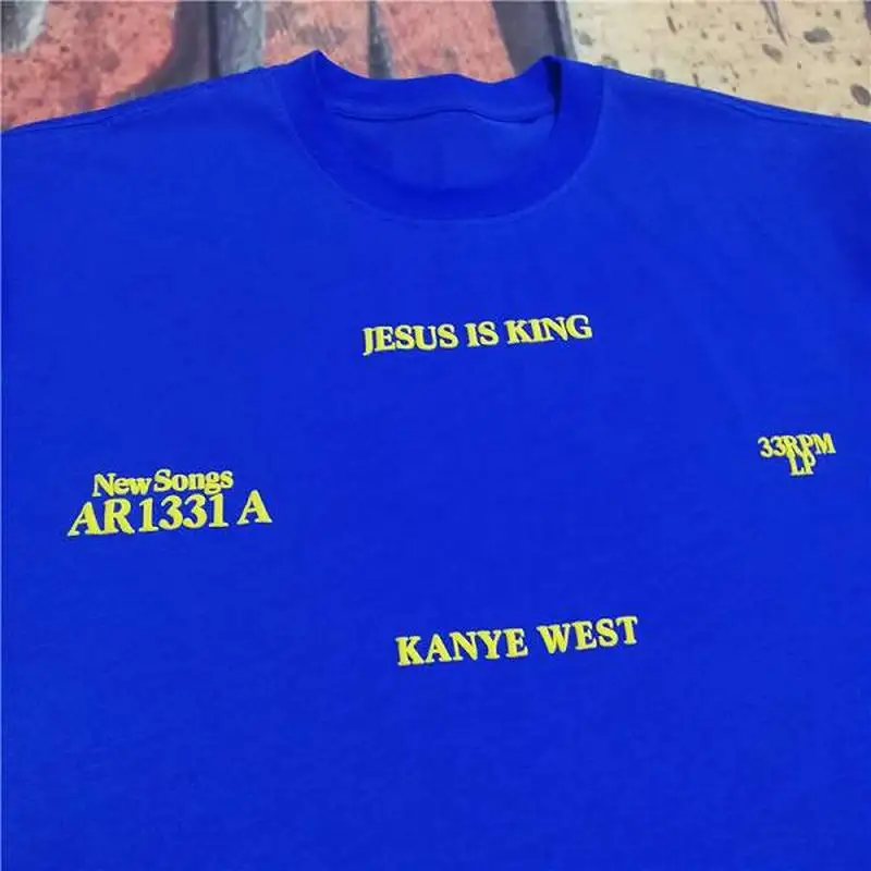 19ss новый и надписью Jesus is футболка King ла прослушивания лучшее качество хлопок Топ