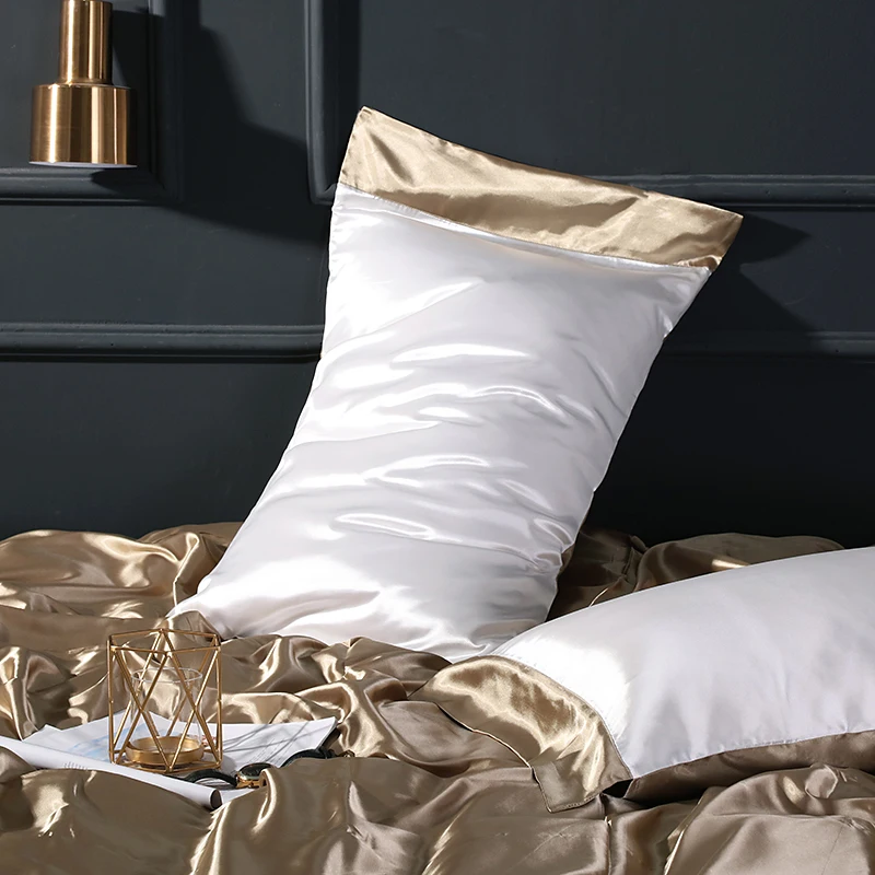 Funda de almohada de sat&eacute;n de seda con emulaci&oacute;n de dise&ntilde;o Multicolor, protector de almohada para una salud est&aacute;ndar, cubre almohadas de Casa de 48x74cm # a, 2 uds.-1