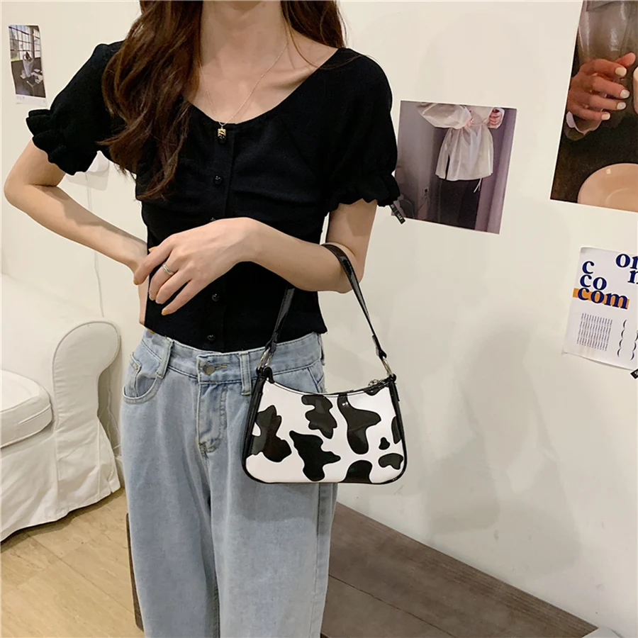 

Women Bags Pu Leather Hobos Handbag 2020 Cow Pattern Shoulder Bag Luxury Design Hand Bag Female Underarm Bags Bolsa de hombro