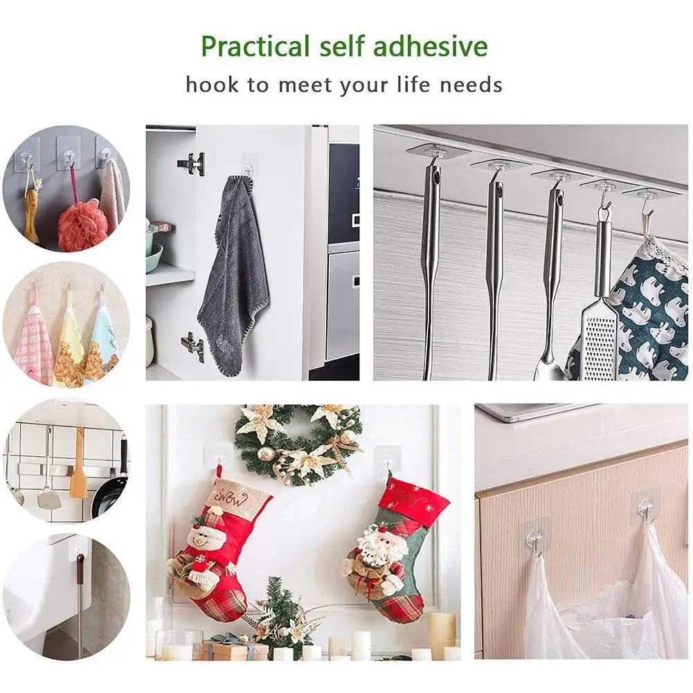 

1pcs Transparent Wall Hooks Waterproof Oilproof Self Seamless Hanging Adhesive For Kitchen Hook Bathroom Reusable Office Q3Y3
