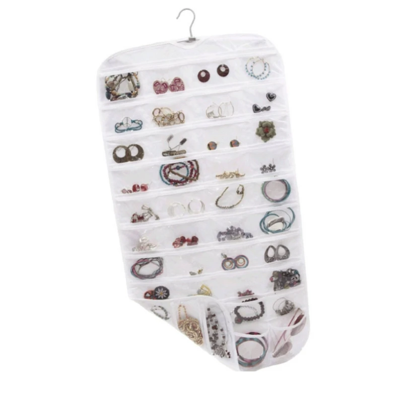 

100% brand new and high quality 80 Size Bag Double Hanging Jewelry Storage Collection Bag Jewelry Hanging Bag household products