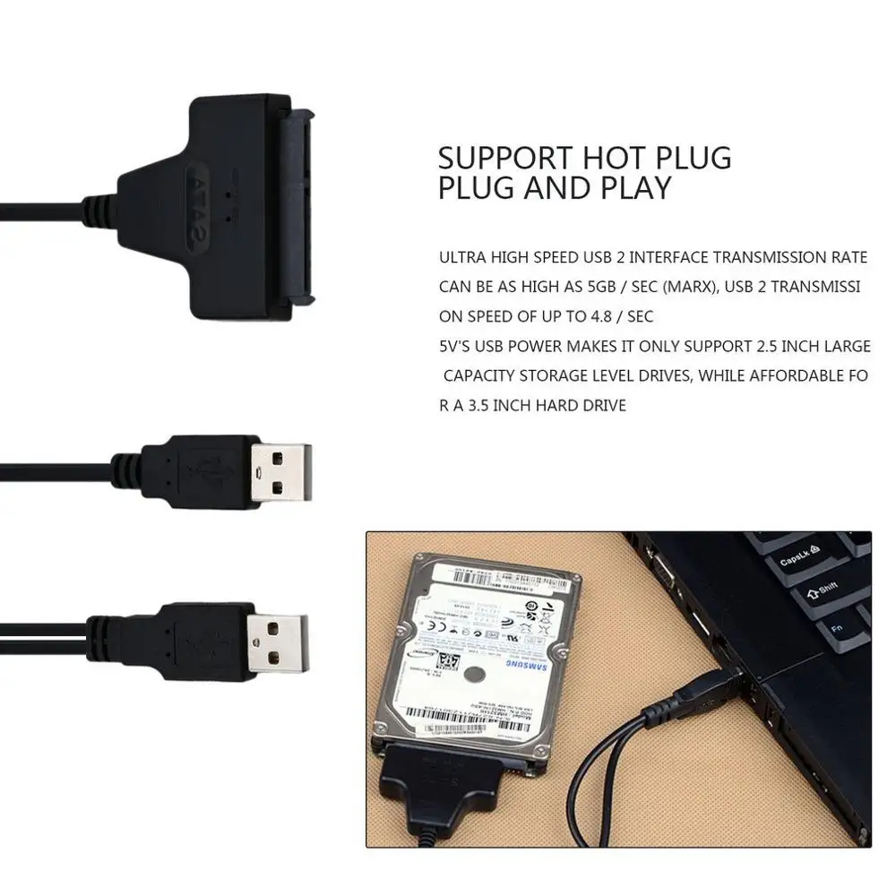 USB2.0 к SATA 22Pin кабель-адаптер для 2 5 &quotHDD кабель жесткого диска жесткий диск
