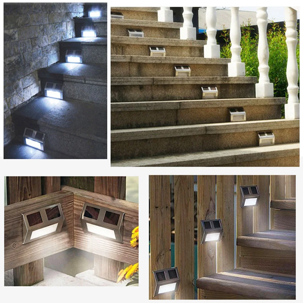 

3 LED Stainless Steel Solar Garden Light for Outdoor Stairs Paths Patio L-ED Solar Street Light Warm white Outdoor solar light