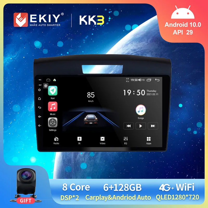 

EKIY 9 ''QLED Android 10,0 Универсальный стерео автомобильный радиоприемник для HONDA CRV 2011-2015 GPS-навигация мультимедийный плеер Аудио Видео HU