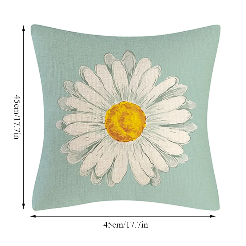 

Daisy Flax Pillow Case Home Decoration Pillow Cover European Style Printing Sofa Cushion Cover Soft and Comfortable Pillowcases