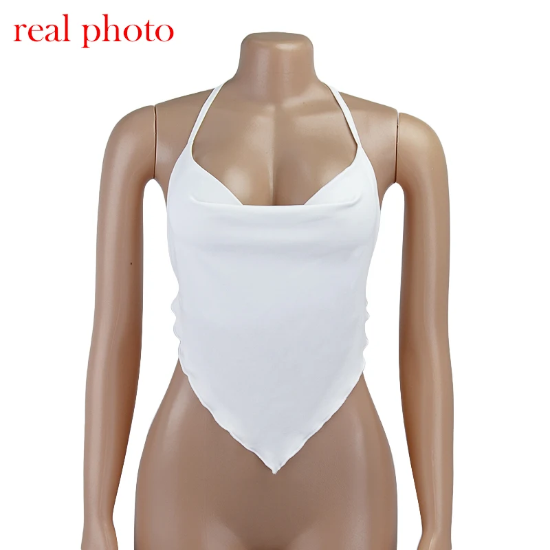 

Sexy Halter Rhombus CropTops for Women White Sleeveless Rave Festival Backless Lacing Cropped Feminino Y2Y Tops Sexy Tanks