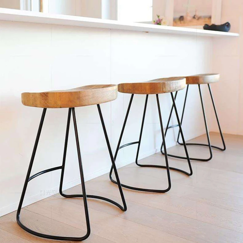 Скандинавский высокий стул для кофе барный в индустриальном стиле с твердой
