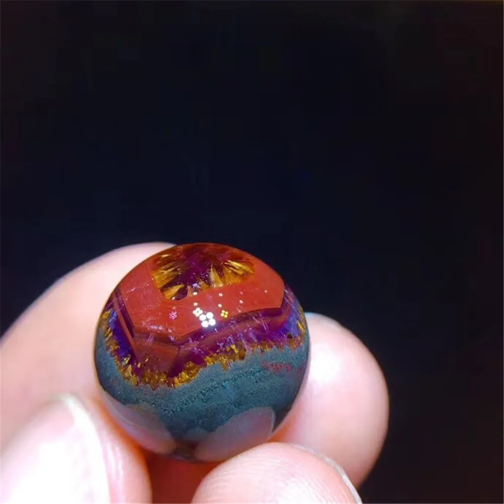 

15mm Top Natural Gold Rutilated Auralite 23 Beads Pendant For Woman Lady Man Gift Red Canada Energy Crystal Round Gemstone AAAAA