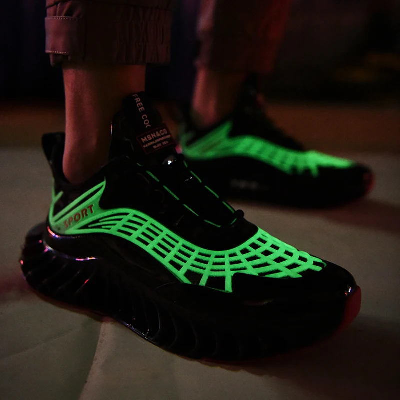 

New Spring Running Shoes Men's Sneakers Male Casual Shoes Breathable Damping Outdoor Luminous Sport Shoes 2021 ayakkab erkek