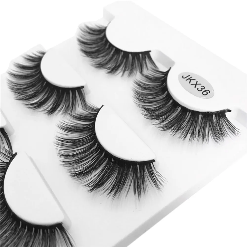 Лучшие накладные ресницы женские вечерние 3 пары Роскошные 3D пушистая полоса