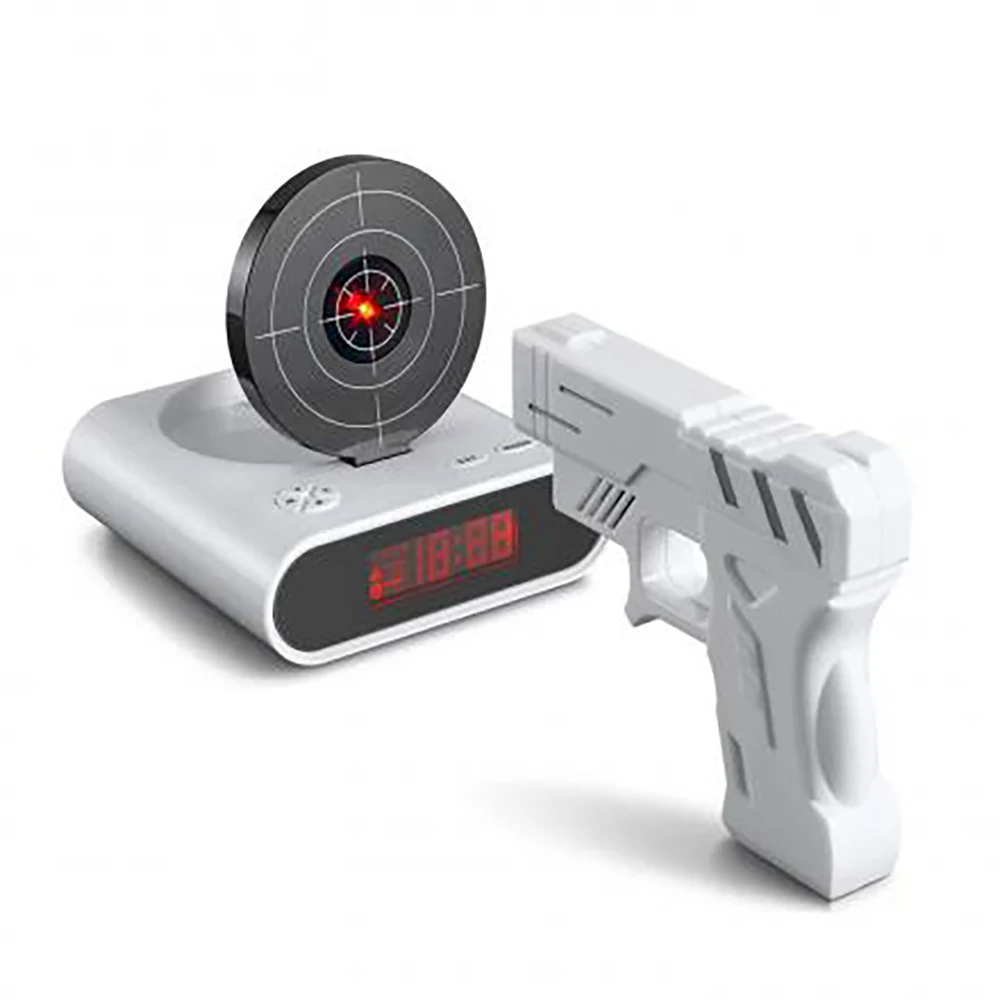 Digital Gun Alarm Clock Gadget Target Laser Shoot Gun For Children's Gaming Alarm Clock Table Awakening