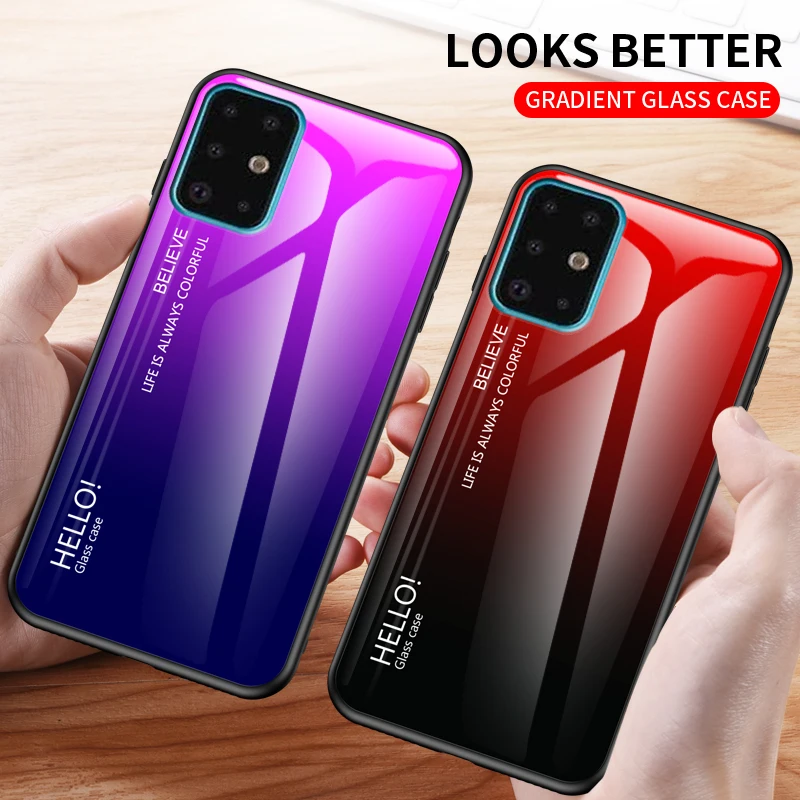 Чехол Alxun для Samsung Galaxy S20 Plus чехол с градиентом цвета силиконовая рамка закаленное