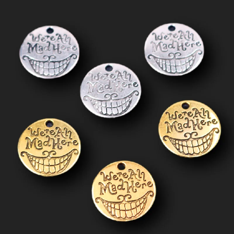 10 шт. посеребренные бирки из фильма «Мы все сумасшедшие здесь», подвеска, ожерелье, браслет «сделай сам», ювелирное изделие, ремесло 20 мм, A366