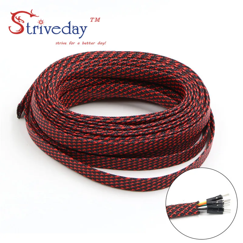 10/30 Meters 16mm Black &amp Red Braid PET Expandable Sleeving High Density Sheathing Plaited Cable Sleeves DIY | Обустройство дома