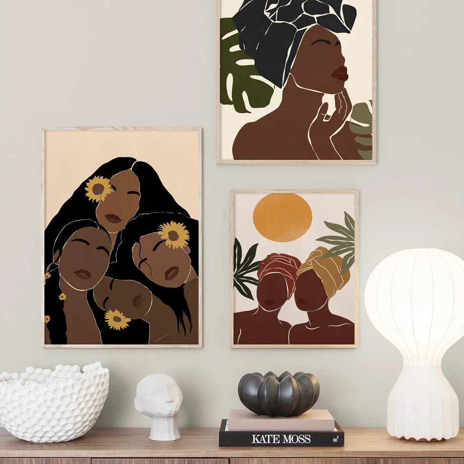 Африканская темнокожая девушка иллюстрация Абстрактная живопись на холсте