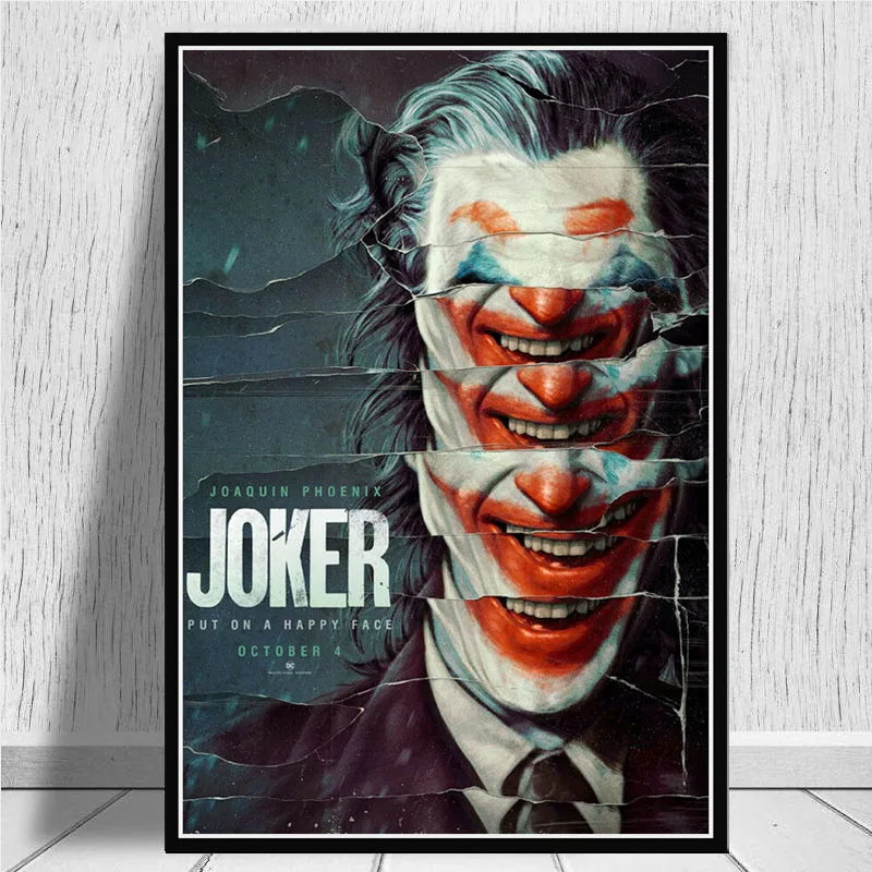 Печать плакатов плакат с джокером Хоакин Феникс фильм DC комическое Искусство Холст Картина маслом настенные картины для гостиной домашний декор - Цвет: Коричневый