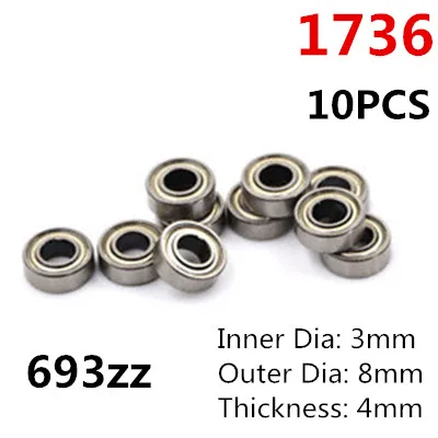 

Wholesale 10pcs 693ZZ Miniature Ball Bearings 3*8*4mm Small Double Shielded Miniature Metal Steel Bearing