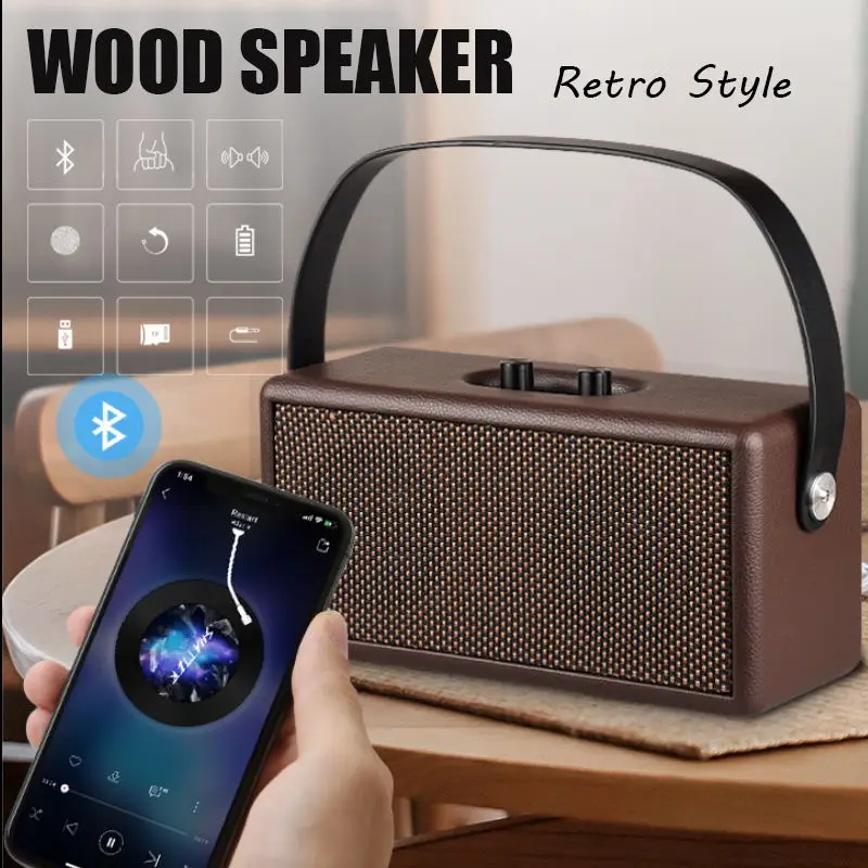 

D30 Portable Wooden Retro Bluetooth Speaker Vintage Style caixa de som High Power Stereo Bluetooth-Speaker With for Phone Laptop