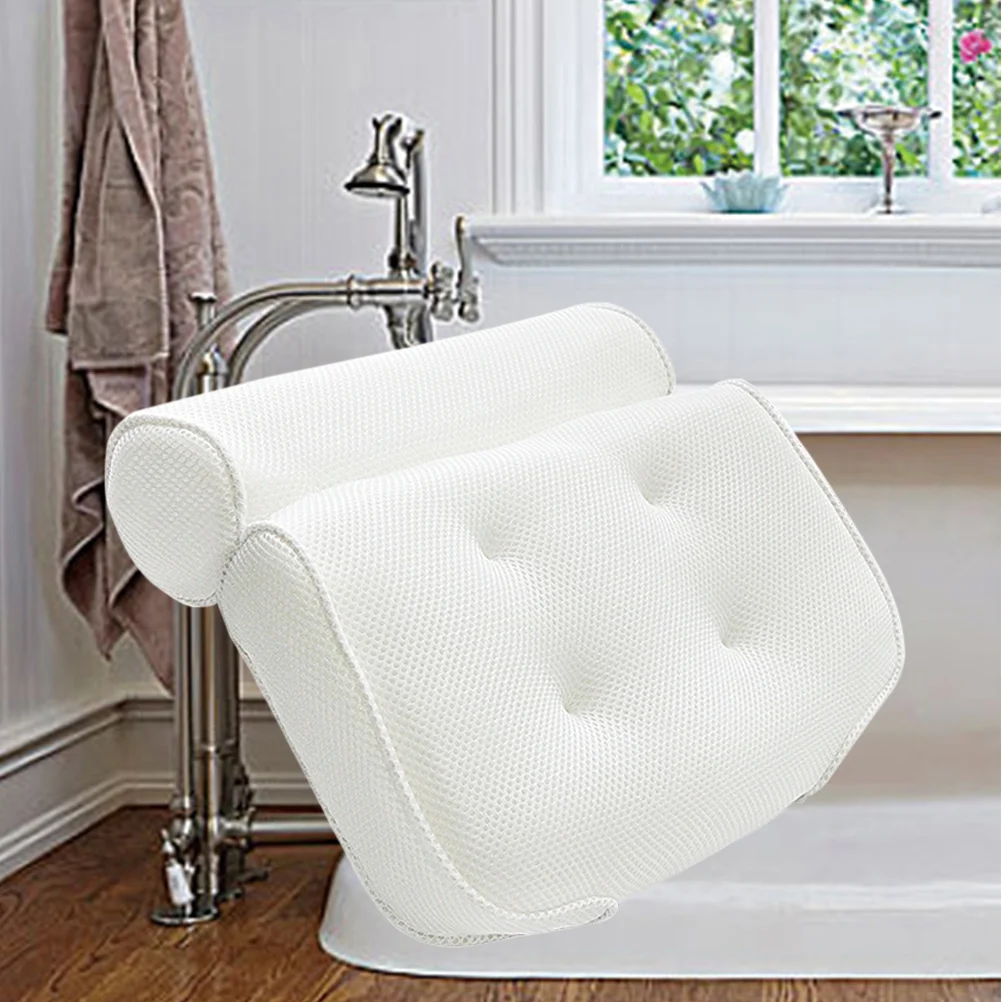 

Дышащая трехмерная сетчатая детская подушка с 6 присосками для поддержки шеи и спины, спа-подушка для дома, гидромассажная Ванна (белая)