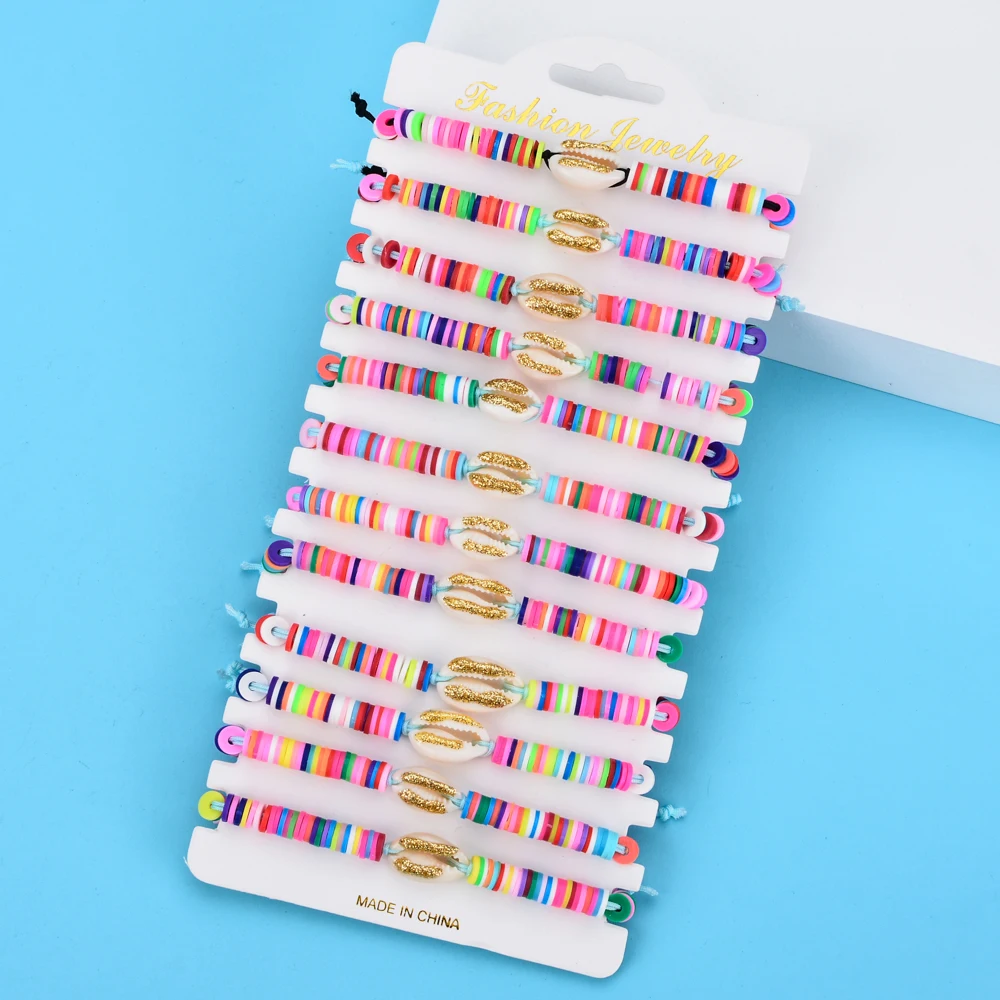 Набор женских плетеных браслетов 12 шт./лот из мягкой глины | Украшения и