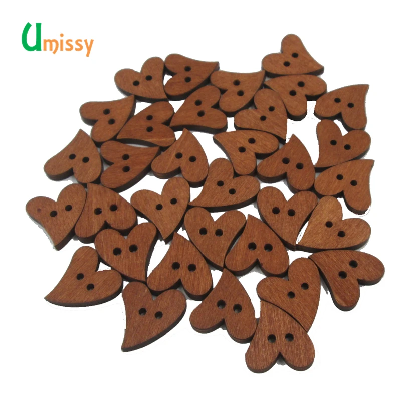 100 шт. деревянные пуговицы в форме сердца для скрапбукинга ручного шитья сделай