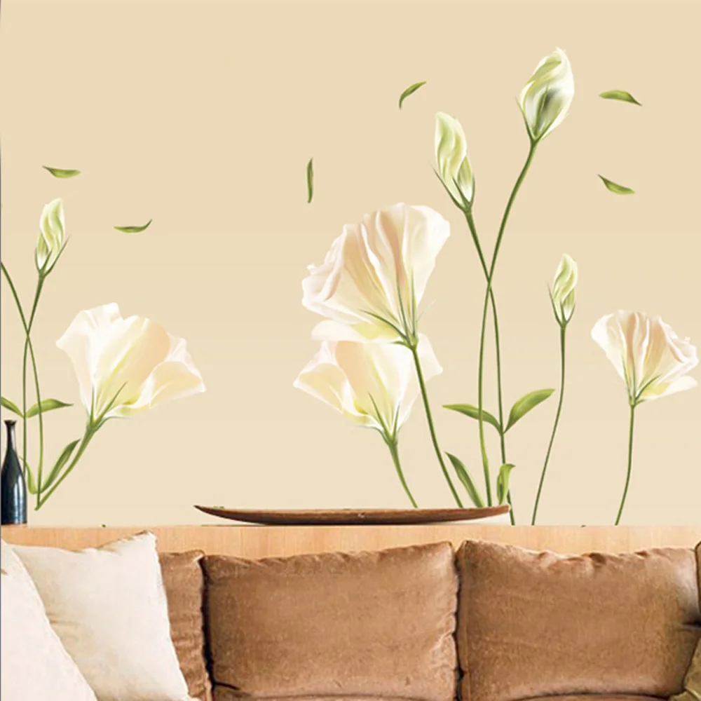 

Mural Wall Sticker Home Living room Waterproof DIY Adhesive Lily Bedroom