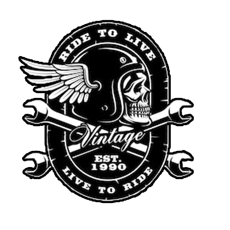 

ride to live est1990 vintage skull helmet crossed motorcycle car decal