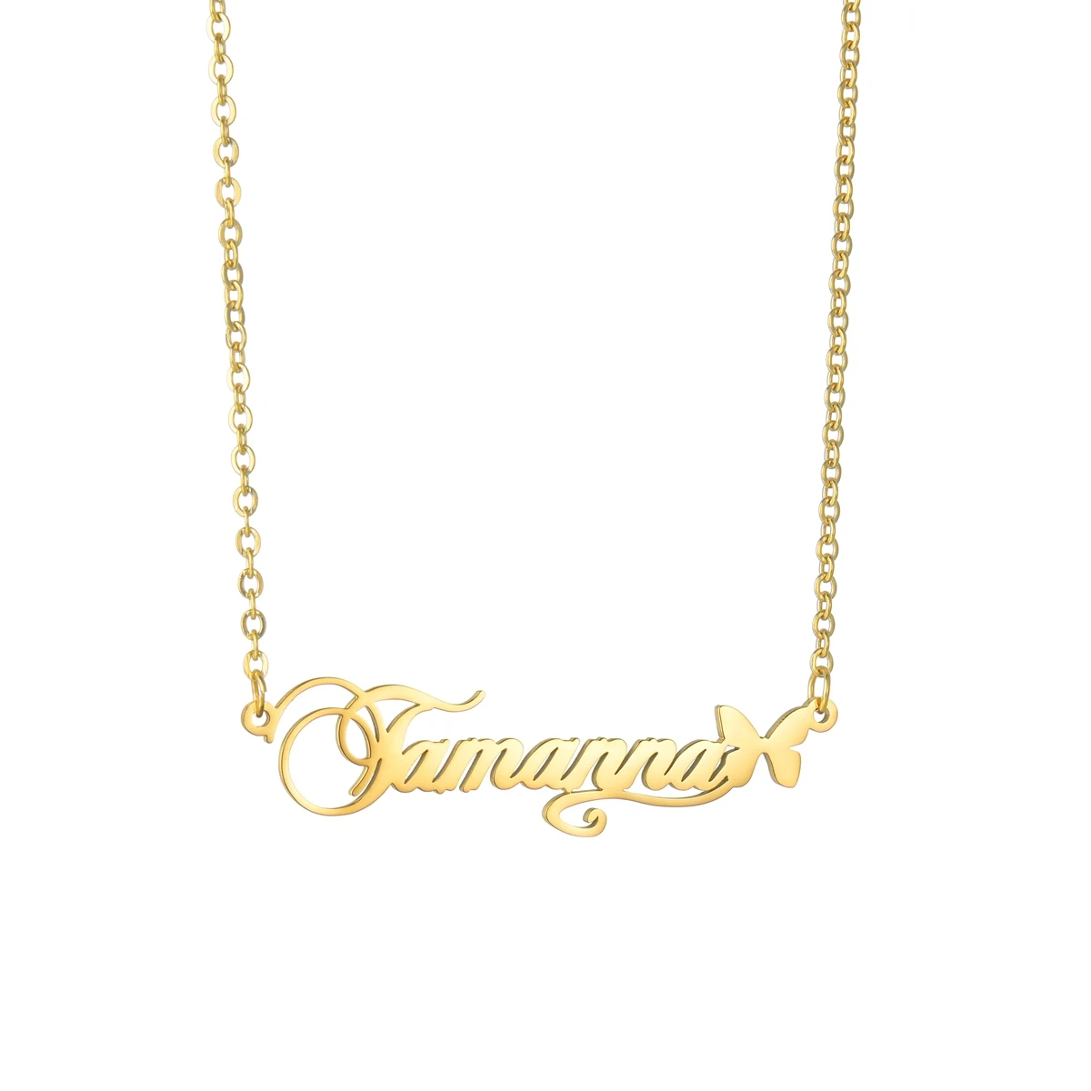 Ожерелье женское из нержавеющей стали с золотыми буквами и бабочками | Украшения