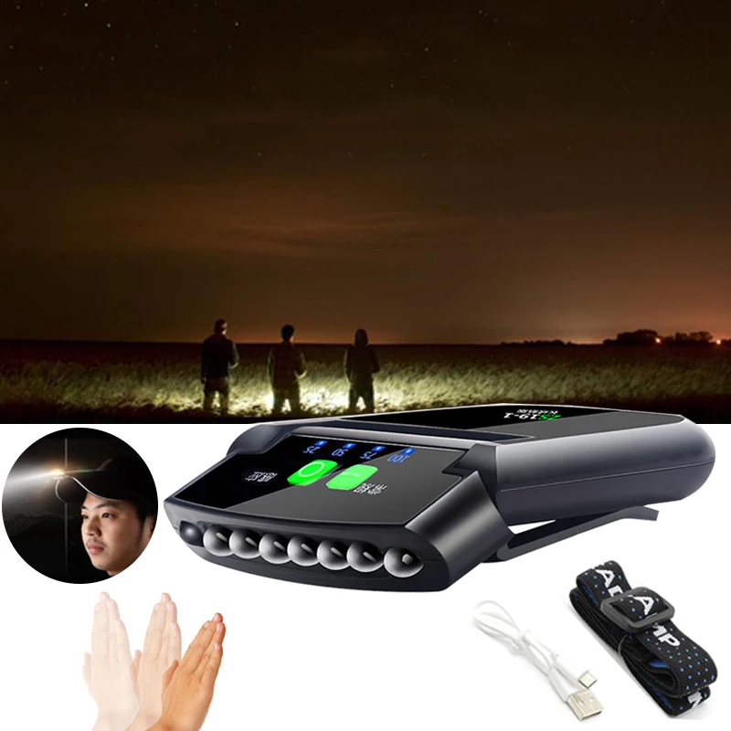 

LED Clip Cap Light Induction Rechargeable Headlight Portable Waterproof LED Flashlight Night Fishing Camping Adventure Light