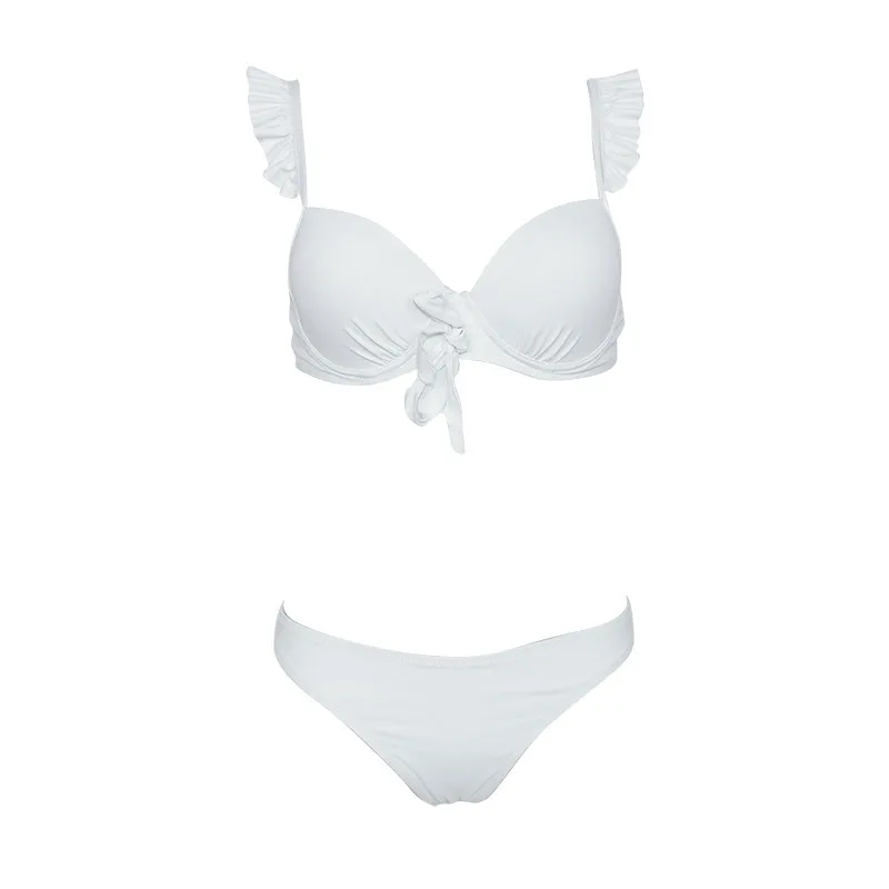 2019 сексуальный гофрированный передний узел галстук бикини купальный костюм