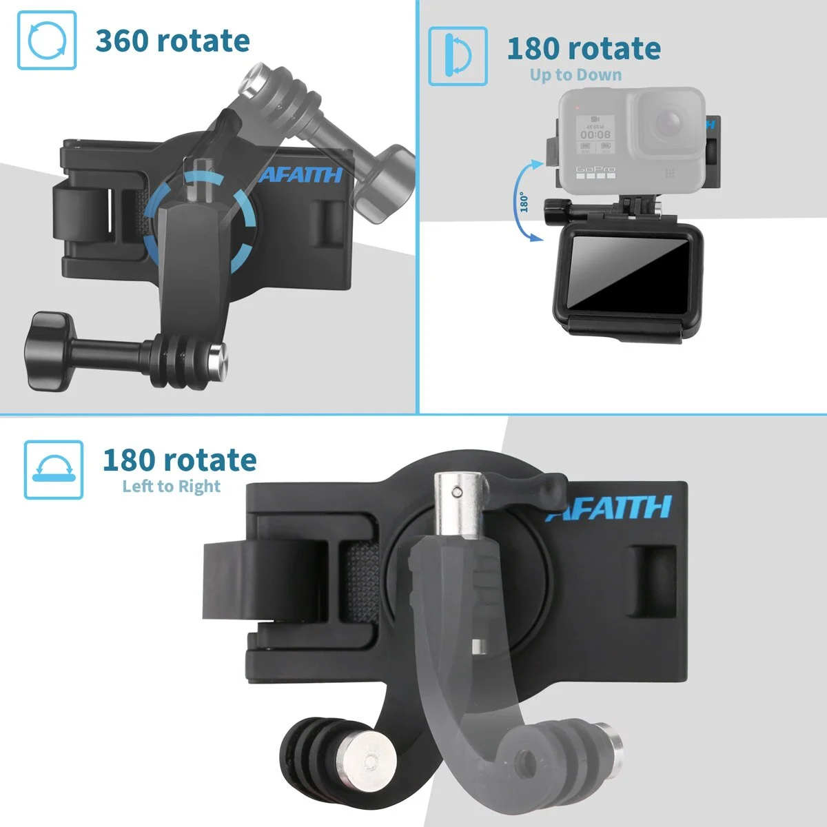 afaith camera clip backpack outerwear universal clip 360° rotatable adjustable backpack for gopro hero 10 9 8 7 6 dji xiaoyi free global shippi