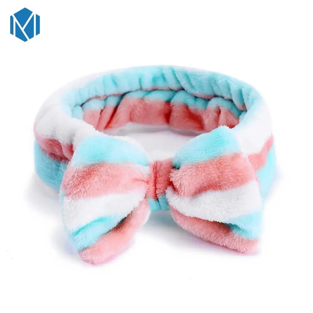 M MISM коралловый флис письмо OMG головные повязки с бантиком для женщин девочек мыть лицо эластичная чалма лента для волос Макияж Аксессуары для волос