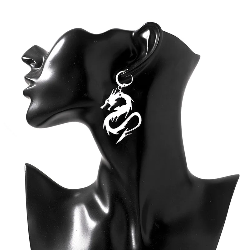 1 Пара Китайский Стиль металлический акриловый серьги-Драконы в стиле панк