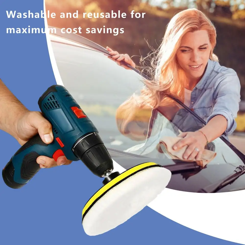 

5 Pcs 6-inch Car Beauty Wax Cleaning Wool Sponge Car Polishing Sponge Pad Set Self-adhesive Cleaning Tool Kit