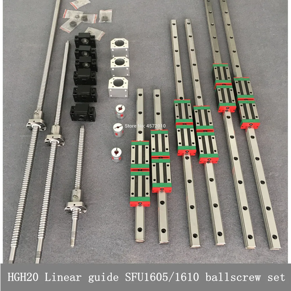 

HGR20 Square 3 axis 4aixs CNC guide 20mm linear rails linear guide HGH20 16mm ball screw SFU1605/1610 set for CNC router
