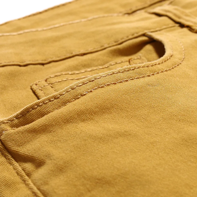 

Spring and autumn men cotton solid color slim-fit straight micro-elastic casual jeans mid-waist zipper placket denim trousers