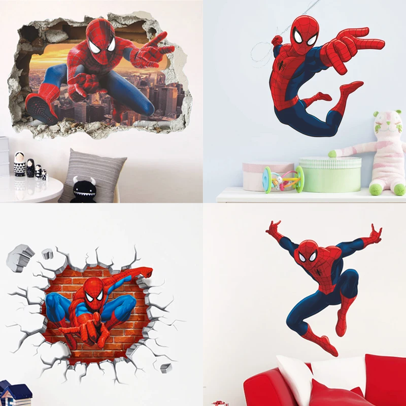 

Spiderman Super Heroes Diy Wall Stickers For Kids Room Decoration Home Bedroom PVC Decor Cartoon Movie Mural Wall Art Decals
