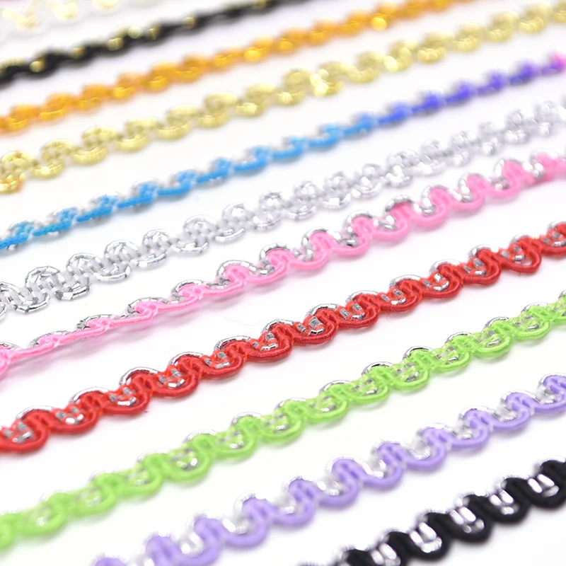 

12M/24M 5mm Width Polyester Curve Wavy Trim S Shaped Lace Handmade DIY Sewing Clothes Supplies Costume Curtain Pillow Decor