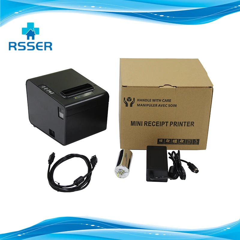 Чековый принтер USB bluetooth Lan термопринтер 80 мм билетная касса ios android беспроводной