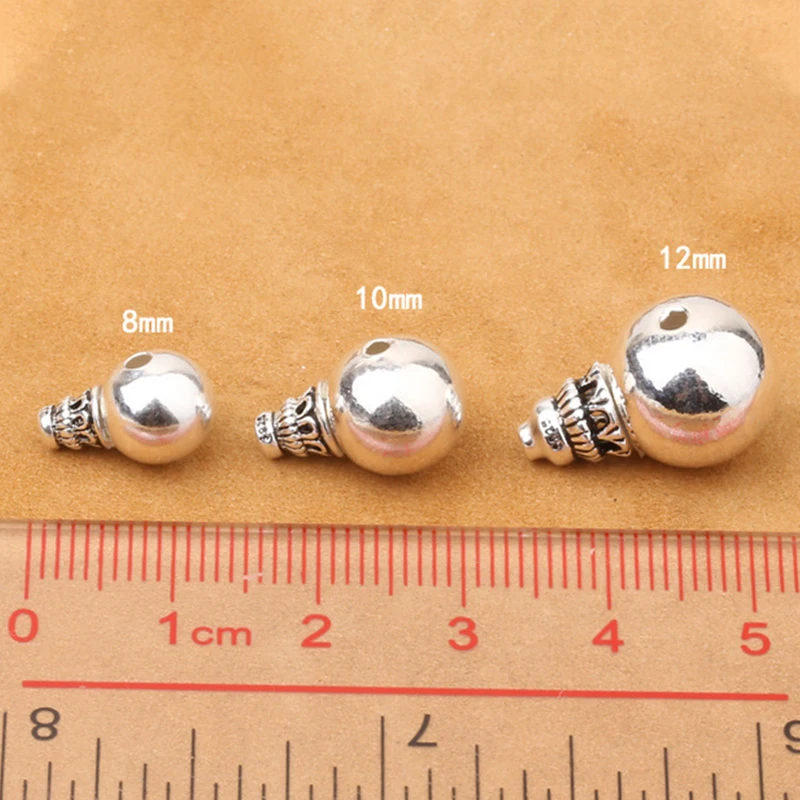 S925 Pure Silver Jewelry DIY 108 Buddha Beads Accessories Santong Pagoda 8-12mm Light Bead Buddha Head