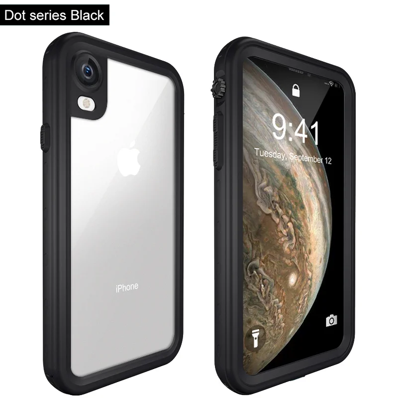 Dot Series Black SHELLBOX IP68 Водонепроницаемый чехол для iPhone X XR XS MAX 8 7 Чехол пакет сумка Чехлы для телефона Coque водонепроницаемый чехол для телефона - Цвет: Dot Series Black