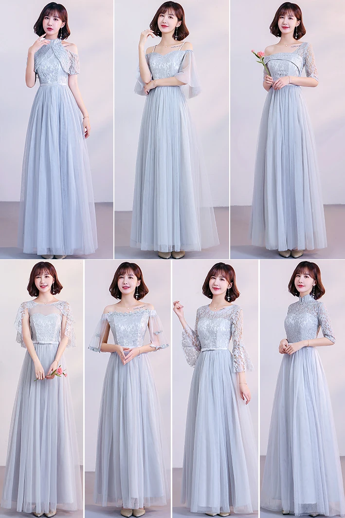 Платье подружки невесты на свадьбу Vestido Azul Marino элегантное платье серое розовое