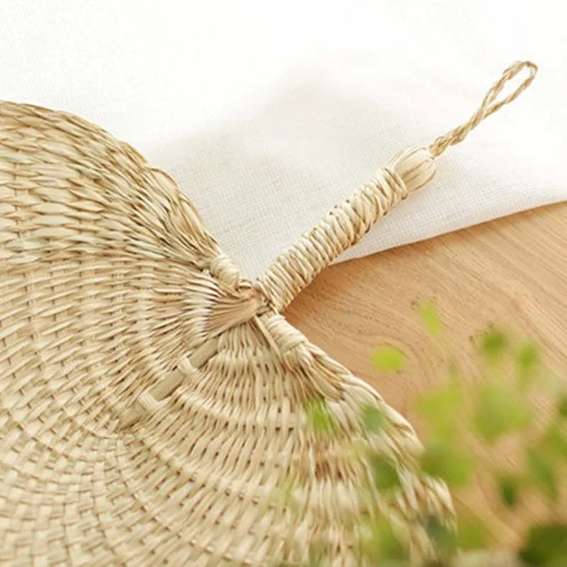 

Cool Baby Mosquito Repellent Fan Summer Manual Straw Hand Fans Palm Leaf