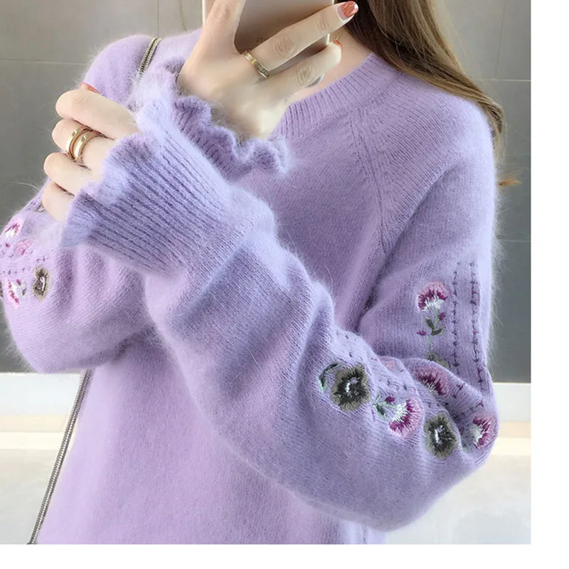 Новый женский осенне-зимний утолщенный теплый топ элегантный красивый свитер с