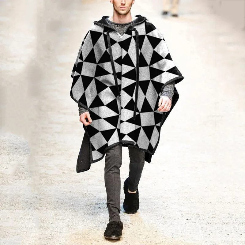 

2021 Winter New Fashion Hot Sale Men's Wool Coat Jacket Men's Retro Wool Coat Shawl Loose Pullover Windbreaker