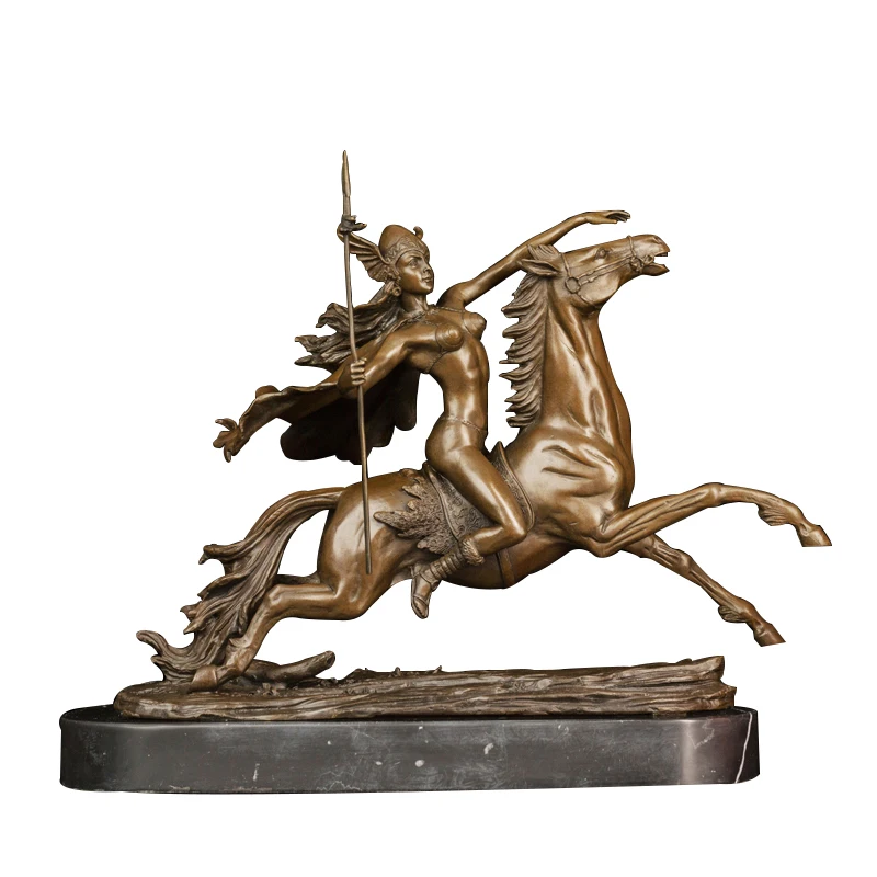 DS 228 старинная бронзовая скульптура женская статуя солдата для верховой езды