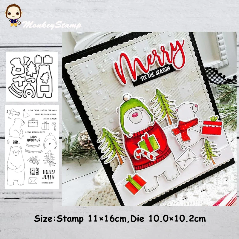 Обезьяна зимний подарок и пиво металлические режущие штампы фотоальбом для
