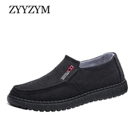 zyyzym men casual shoes canvas slip on all black low style breathable light fashion shoes for men footwear