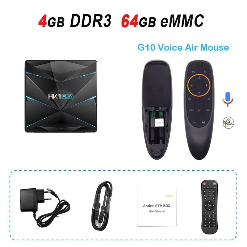 4GB 64GB G10 gyro Android 9,0 tv Box HK1 Play Amlogic S905X2 Четырехъядерный 4 ГБ 32 ГБ 64 Гб 128 ГБ медиаплеер 4K HD телеприставка HK1play Smart tv box - Цвет: 4GB 64GB G10 gyro
